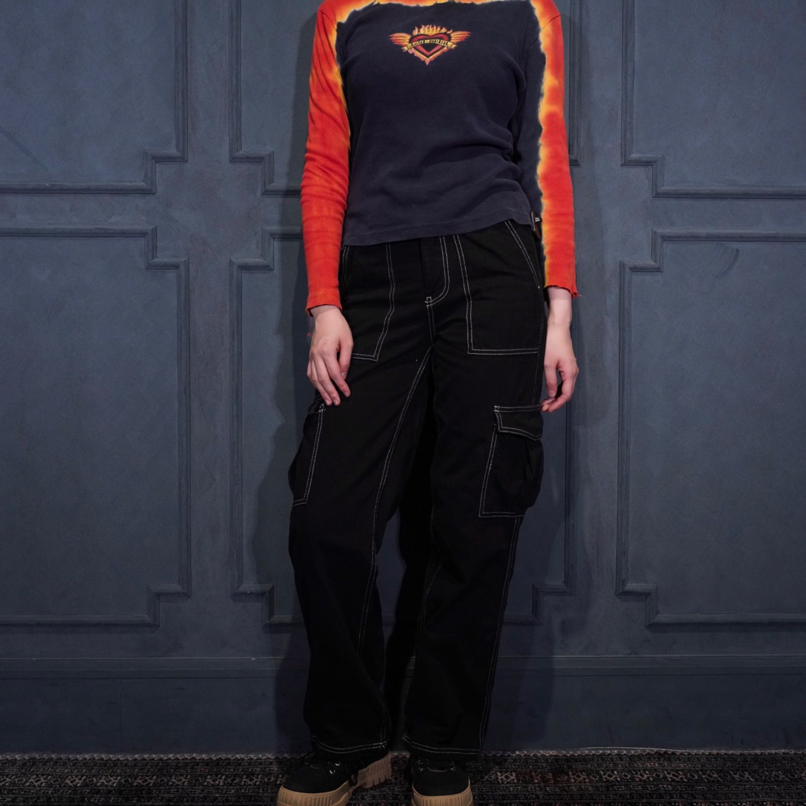 USA VINTAGE BDG URBAN OUTFITTERS BLACK COLOR STITCH DESIGN DENIM CARGO PANTS|アメリカ古着アーバンアウトフィッターズブラックカラーステッチデザインデニムカーゴパンツ