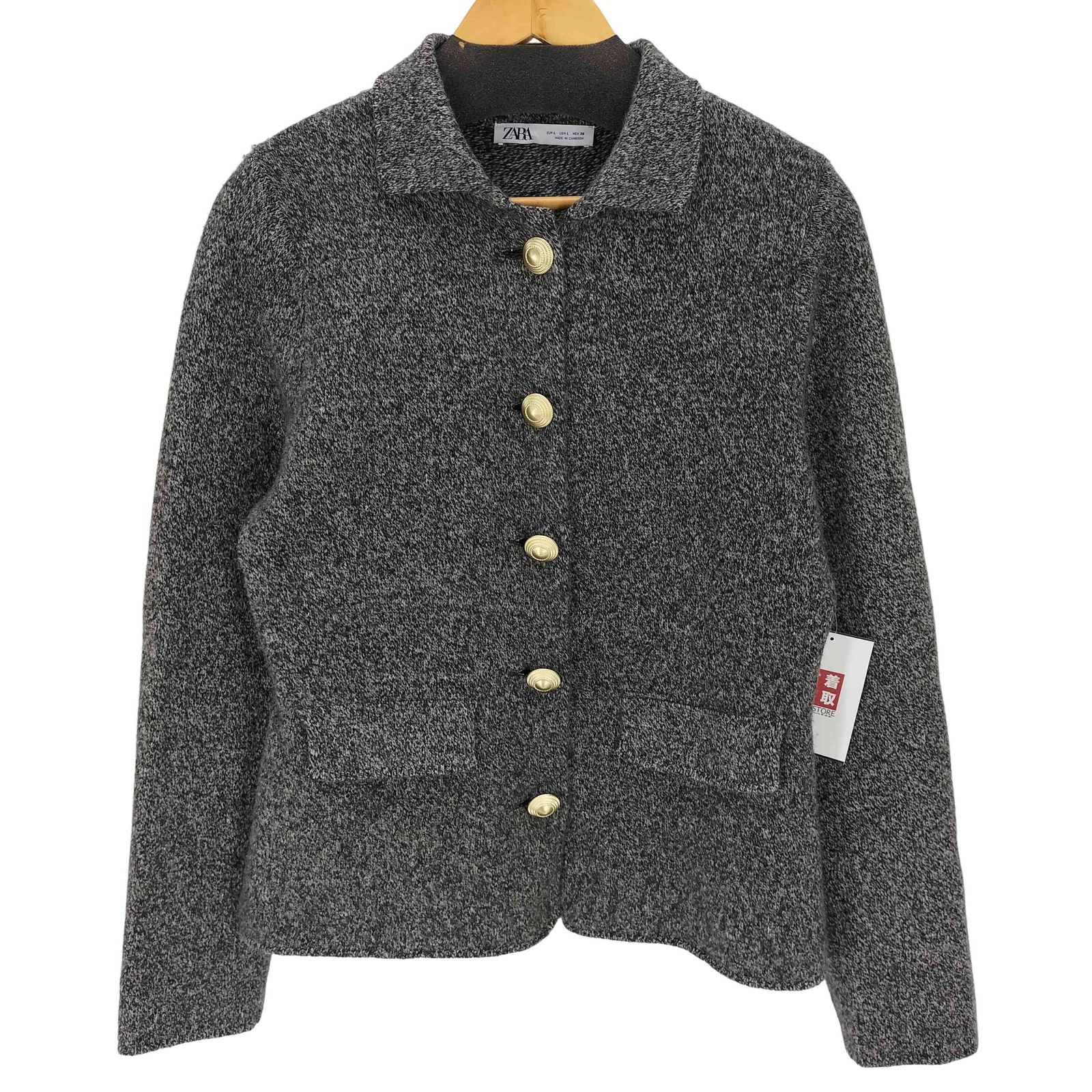 ザラ ZARA 金ボタン ウールニットジャケット レディース import