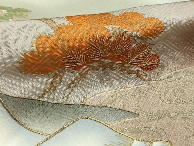 平和屋着物○豪華振袖 辻が花地紋 柑子色 正絹 逸品 AABB7219ph 平和屋着物