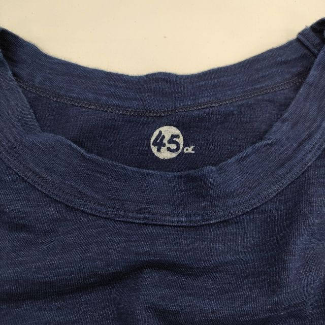 45R/45rpm インディゴ コットン 半袖Tシャツ カットソー