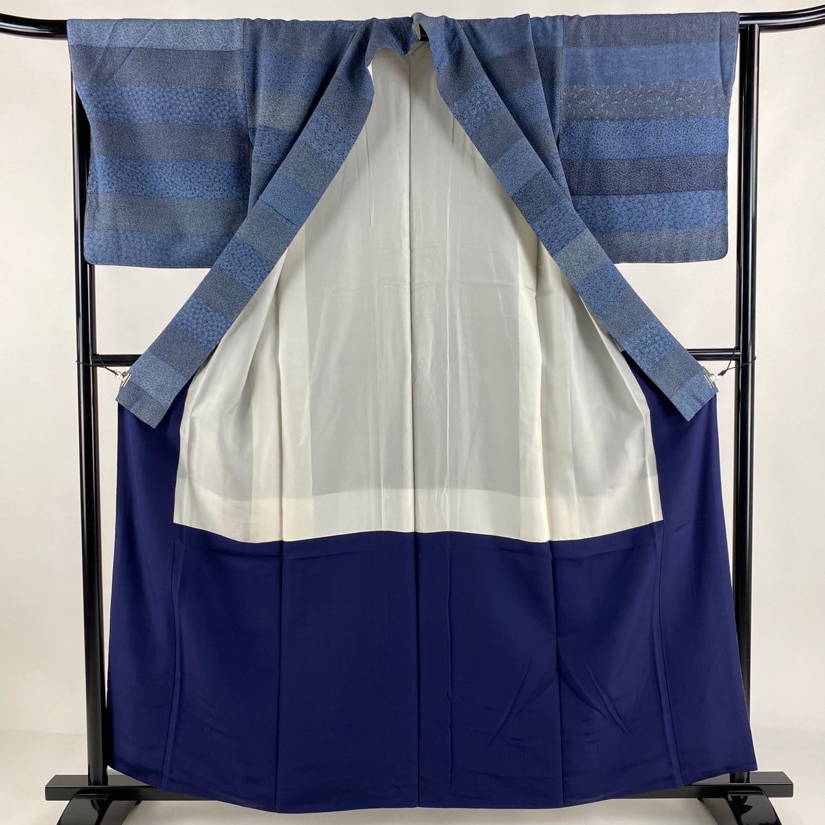 江戸小紋 身丈159.5cm 裄丈65cm M 袷 寄せ柄 花 紺色 正絹 美品