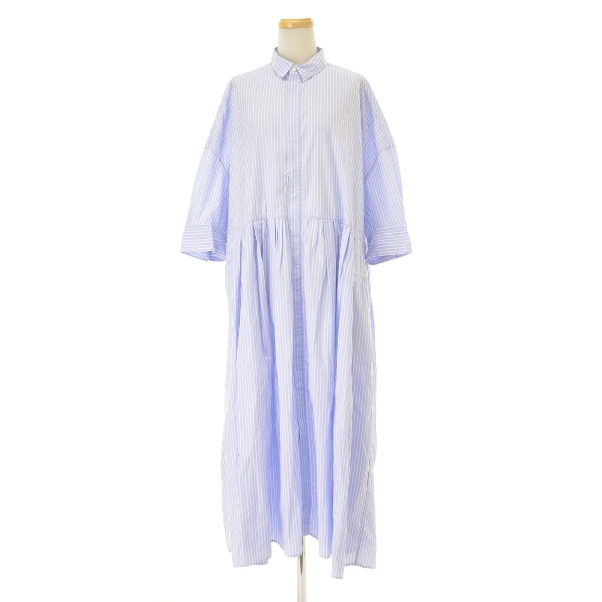 TOUJOURS】Random Pleated Half Sleeve Shirt Dress ハーフスリーブ  