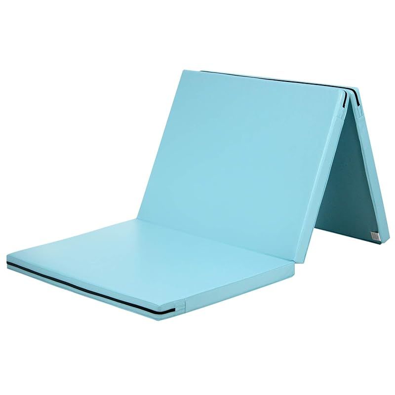 商品 KaRaDaStyle 体操 マット 折りたたみ ストレッチマット 新体操 エクササイズ 筋トレ 子供 プレイマット 鉄棒 リングフィット 運動 スポーツマット 防音 防振 180×80×5cm アクアブルー 3段折り 0