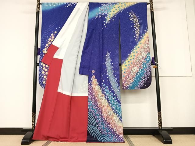 平和屋着物○豪華振袖 絞り 花蝶文 金彩 金通し地 京都きもの