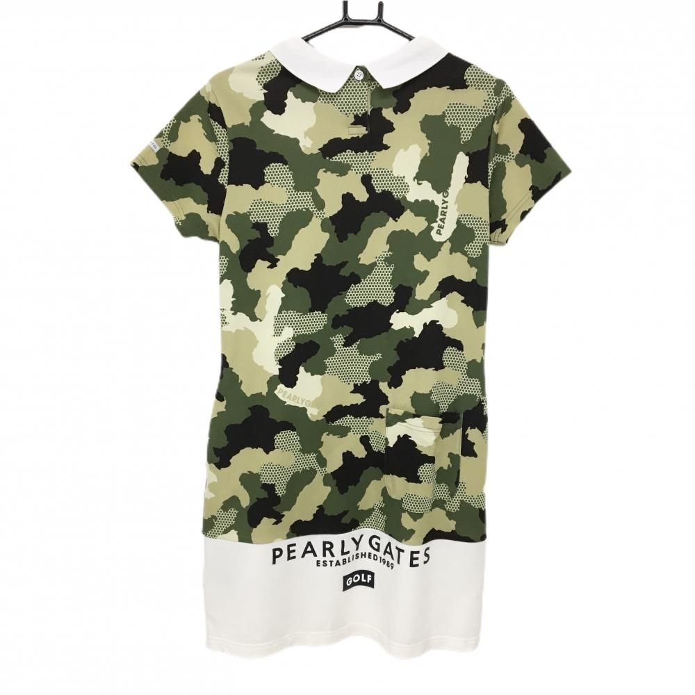 PEARLY GATES - パーリーゲイツ 半袖ワンピース カーキ×ベージュ カモフラ 迷彩 レディース 1(M) ゴルフウェア PEARLY GATES パーリーゲイツ 半袖ワンピース カーキ×ベージュ カモフラ 迷彩