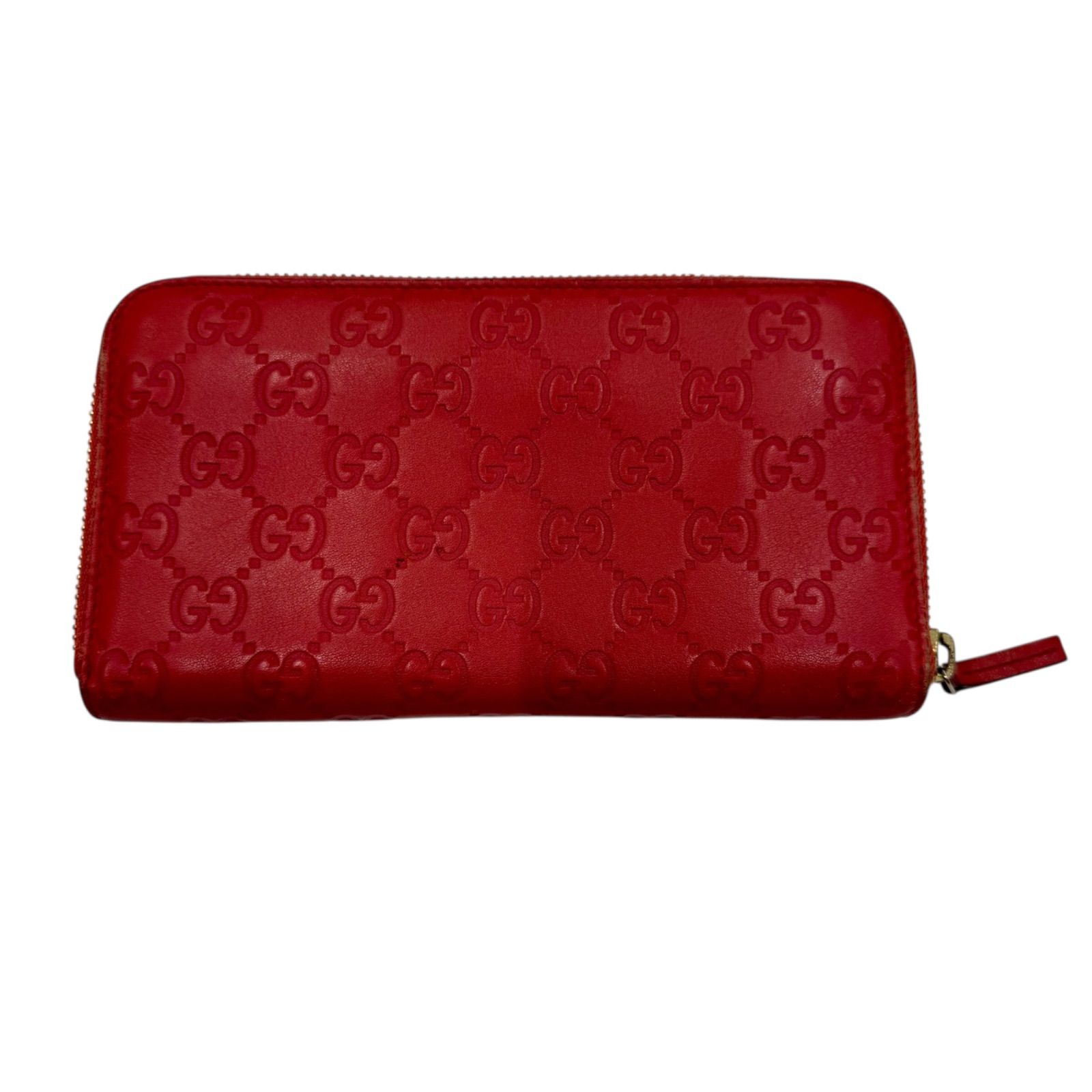 グッチ 長財布 インターロッキング GG シマ 革 ラウンドファスナー 赤 GUCCI グッチ GG シマ ラウンドファスナー 長財布 レザー レッド