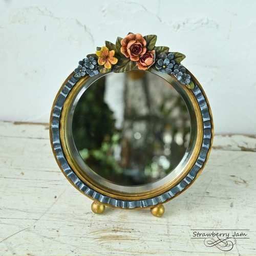 L3705-503 英国アンティーク バーボラ ミラー バーボラミラー スタンド 卓上鏡 花装飾 イギリス NEXPOTALLINN_EU