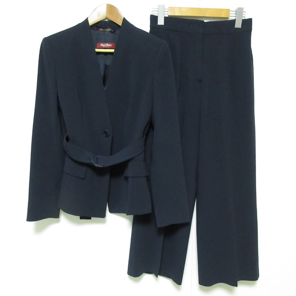 Max Mara STUDIO マックスマーラ ノー ジャケット パンツ セットアップ サイズ40 ネイビー レディース 古着