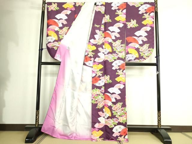 平和屋着物 小振袖 二尺袖 地紙花文 洗える着物 DAAX1942op