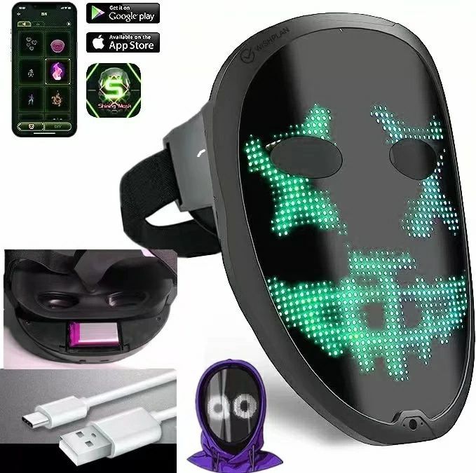 ハロウィン LEDマスク 仮装 LED アプリ御製仮面 パーティー 即納 ハロウィン LEDマスク 仮装 ガイコツ コスプ ダンス アプリ