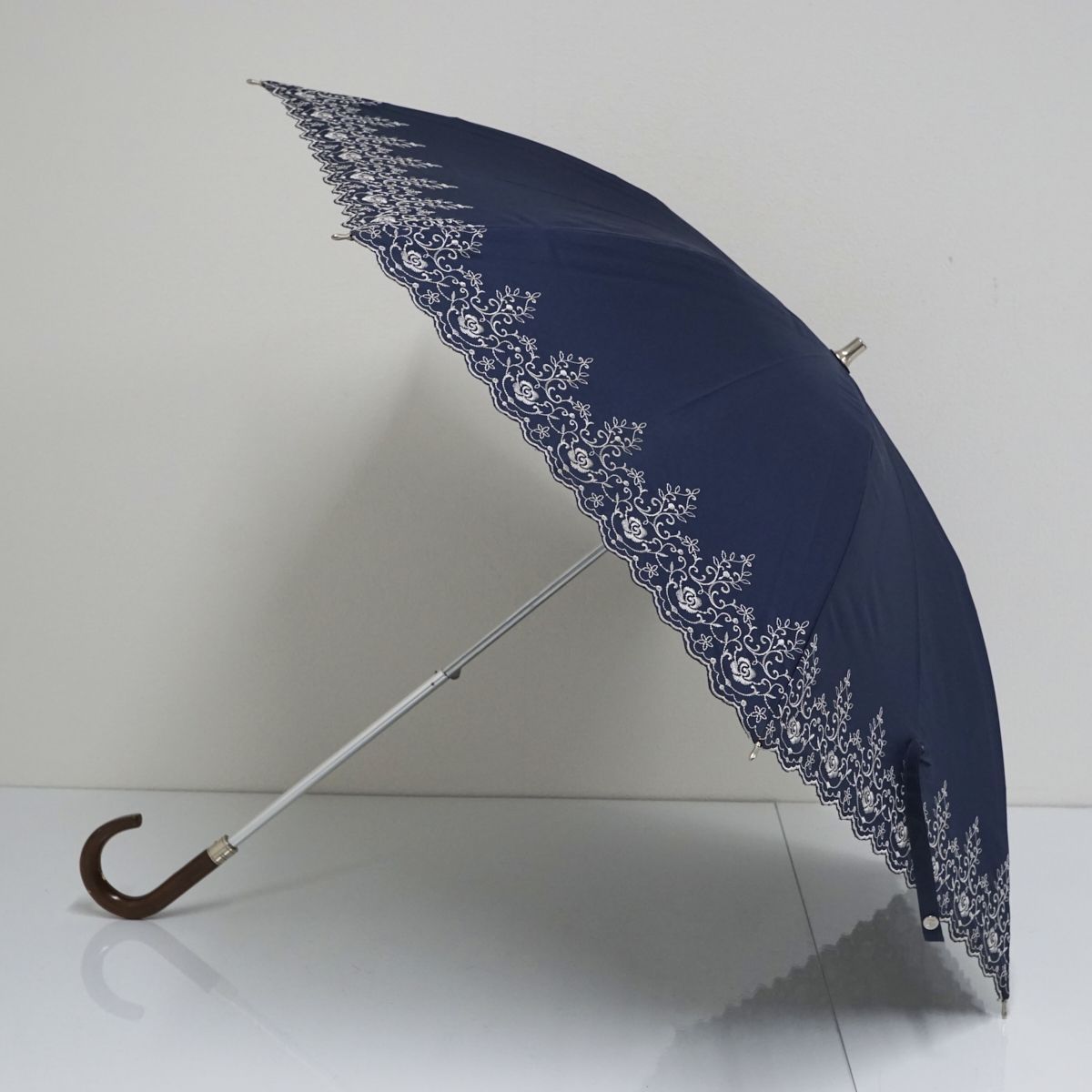 日傘 NINA RICCI ニナリッチ USED美品 晴雨兼用 刺繍 ネイビー
