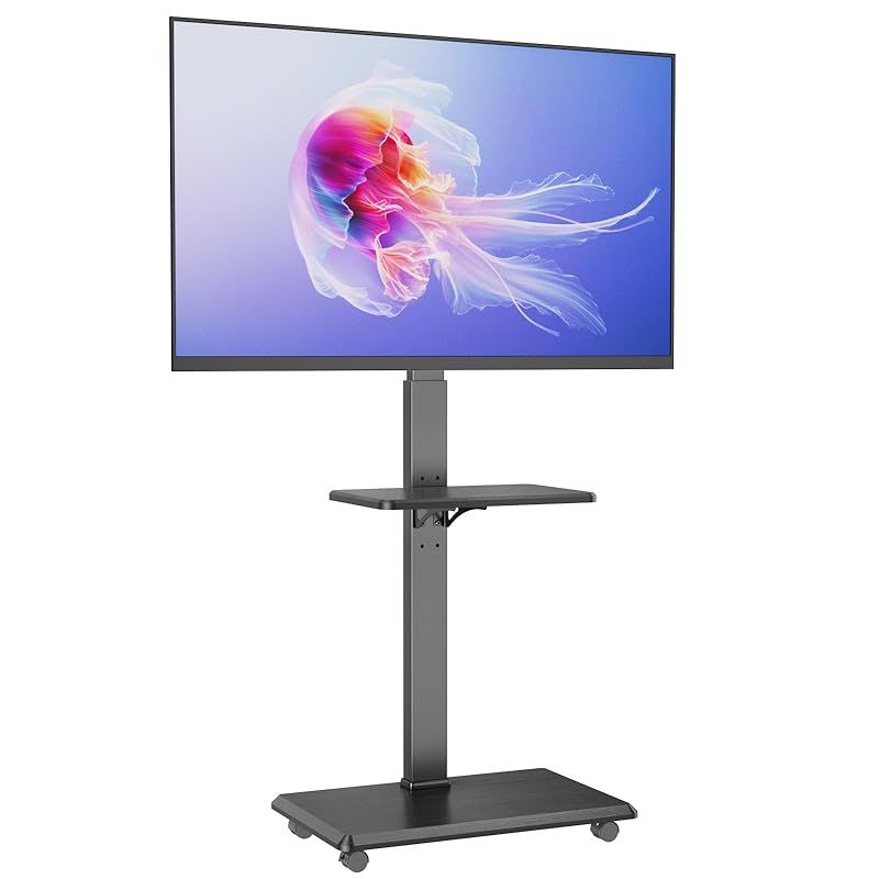 Afaloona テレビスタンド キャスター付き 壁寄せ tvスタンド ハイタイプ テレビ台 収納棚付き 移動式 tv stand 32-75インチ対応 VESA|横75~600mm|縦75～400mm 耐荷重50kg 18段階の高さ調整 左右回転3 0
