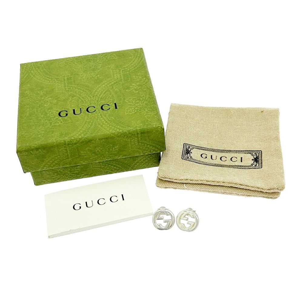 GUCCI インターロッキングピアス　片耳　シルバー925 GG　箱　保存袋 中古】【箱付き】 GUCCI グッチ シルバー インターロッキングG