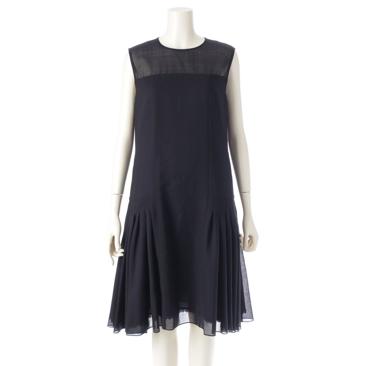 フォクシー ウール チューリップ ノースリーブ フレアドレス  