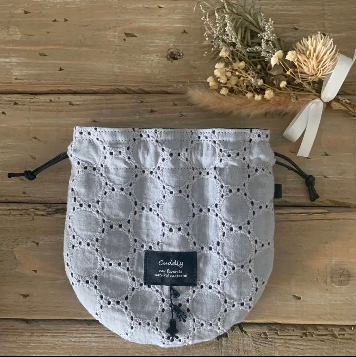 ハンドメイド】巾着・ミニタオルセット (巾着袋 布 ポーチ 小物入れ