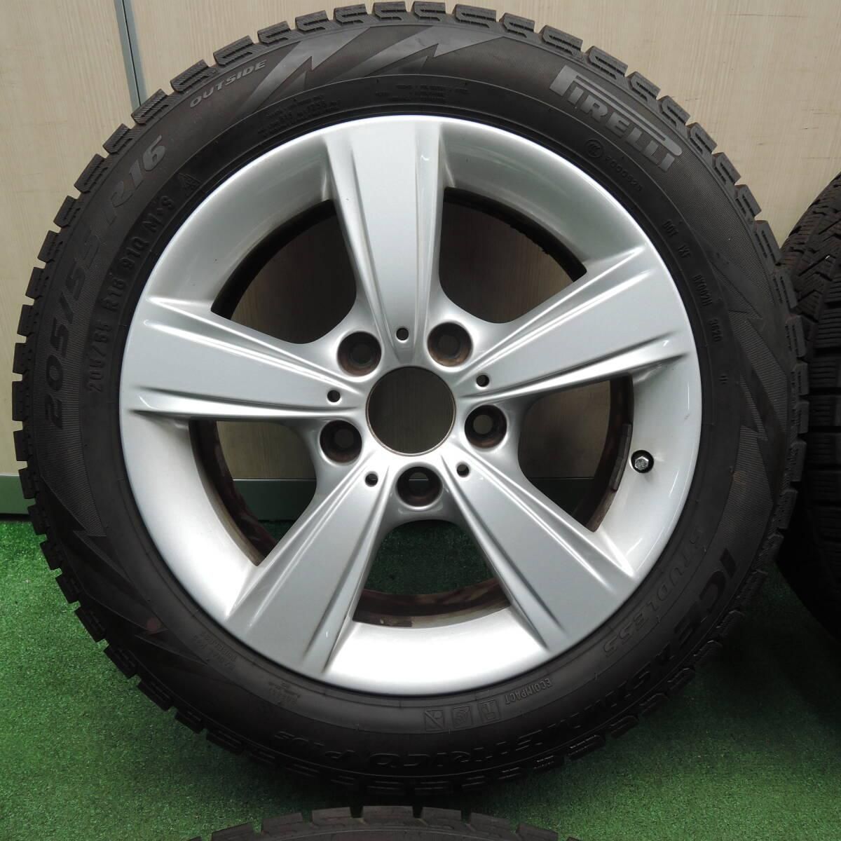 バリ溝 綺麗 9分☆BMW 1シリーズ F20 純正 205/55R16 スタッドレス 