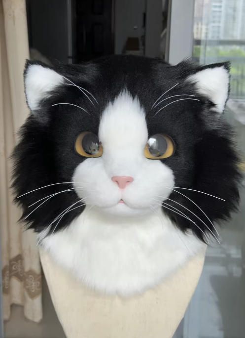 着ぐるみヘッド(ネコ) 着ぐるみヘッド 猫 薄黄色 全頭ヘッド ケモノ マスク ファー