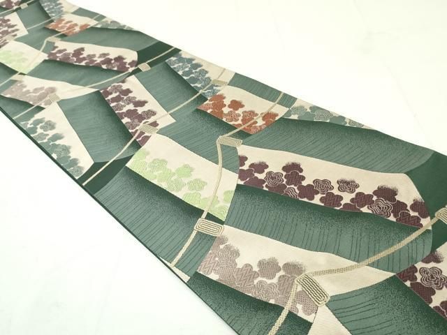 平和屋着物●両面　六通柄袋帯　モール織　よろけ縞花文　金糸　やまと誂製　正絹　逸品　未使用　DAAU6903ob 平和屋着物○両面 六通柄袋帯 モール織 よろけ縞花文 金糸