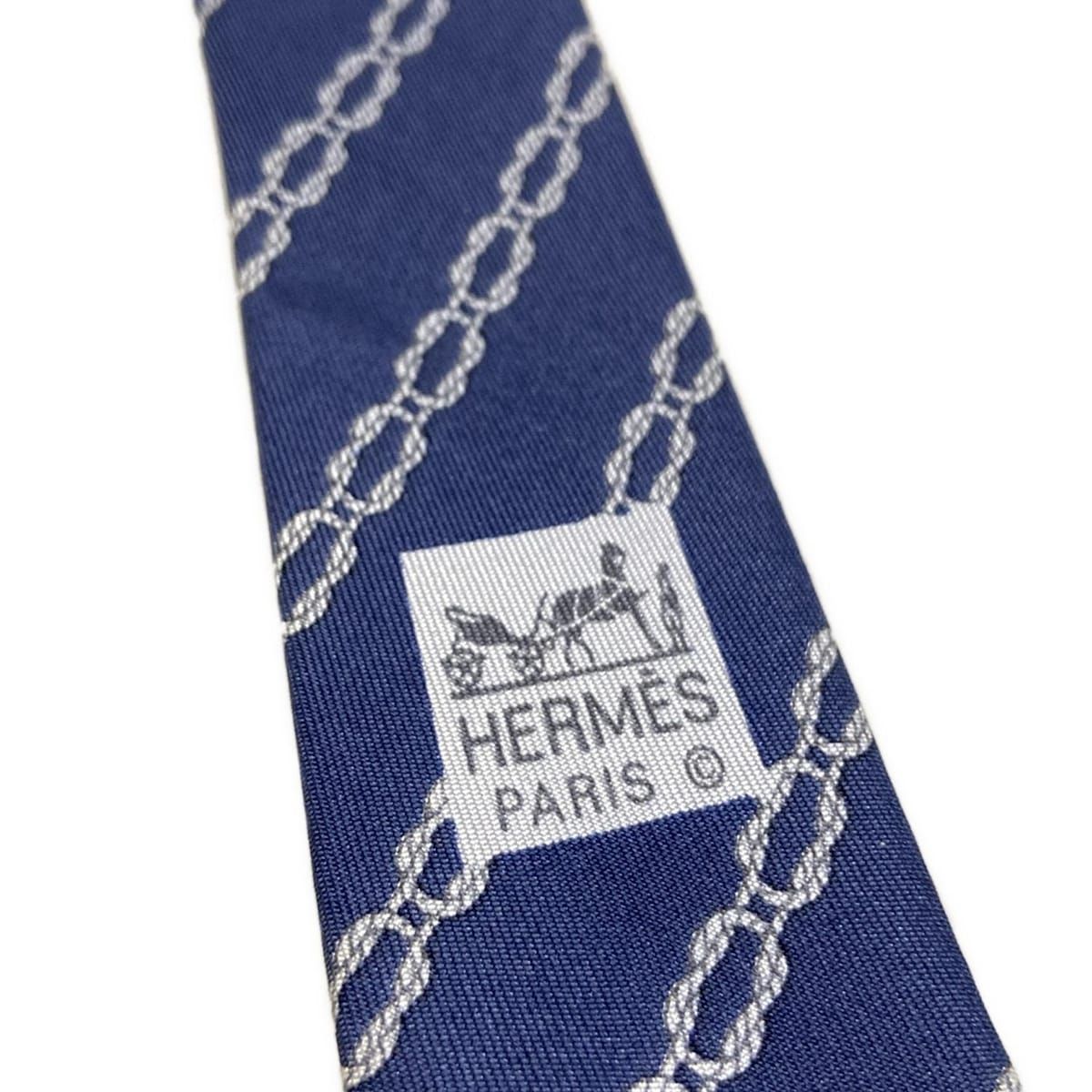 HERMES(エルメス) ネクタイ メンズ - ネイビー×ライトブルー