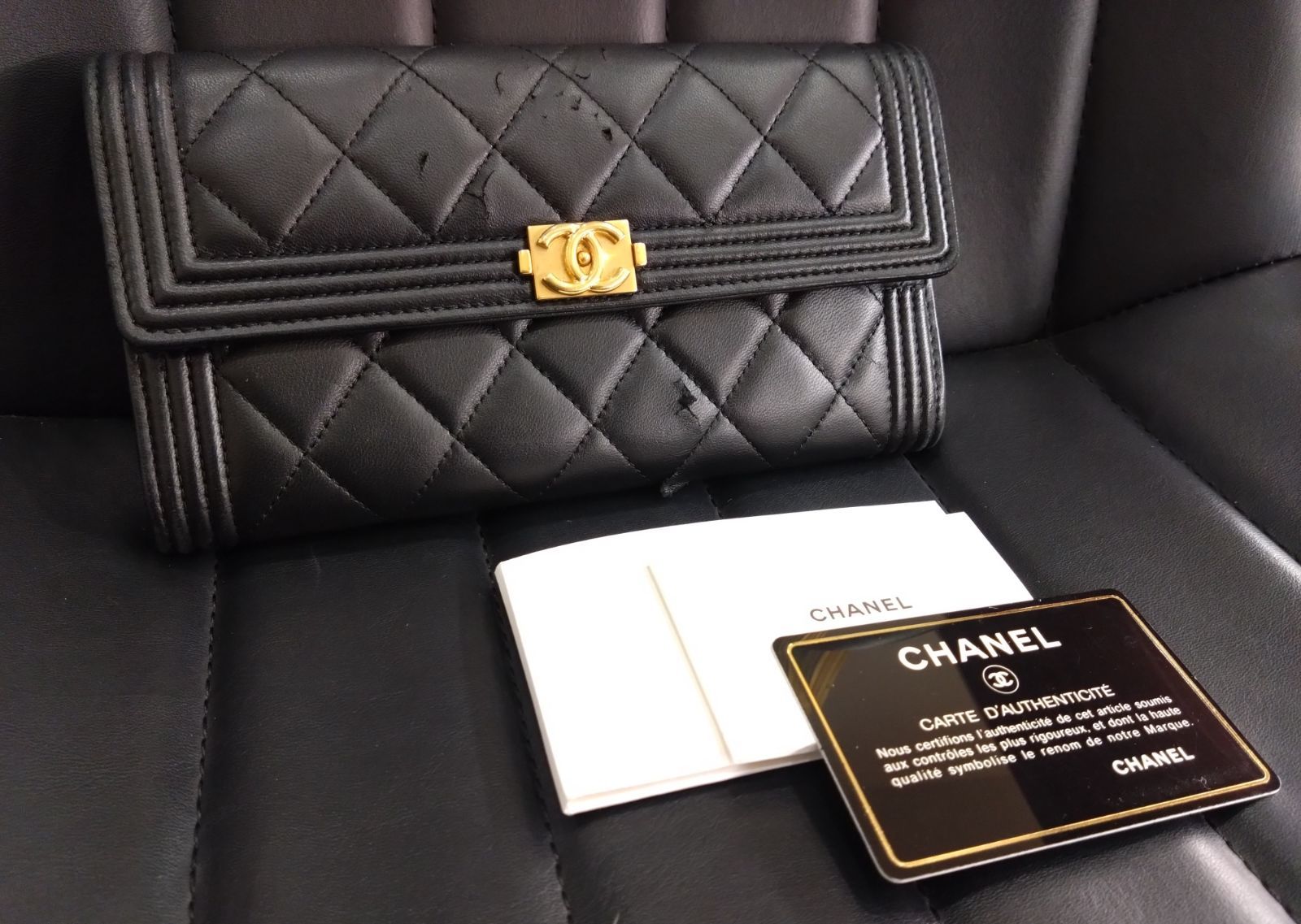 ☆Y72 CHANEL シャネル ボーイシャネル ラムスキン マトラッセ