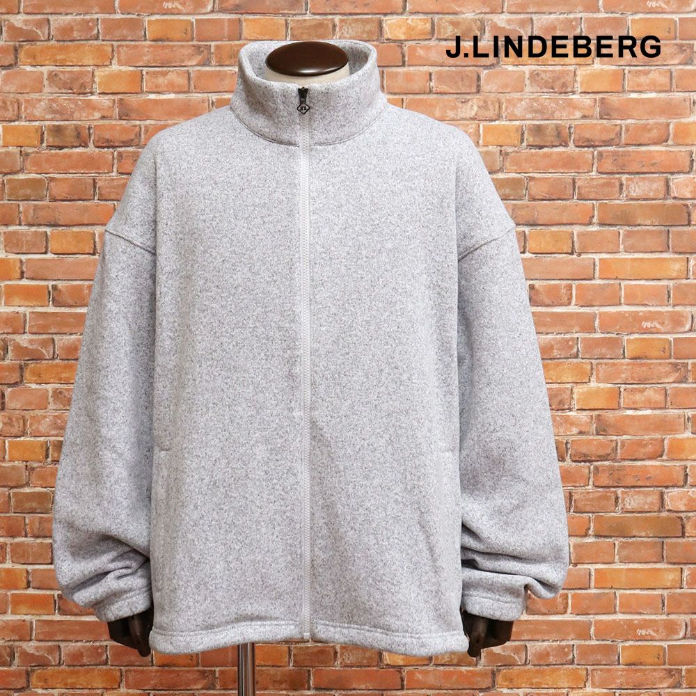 秋冬 J.LINDEBERG 52 XXL サイズ ニットブルゾン 071-59912 ミッドレイヤー 裏起毛 モックネック ゴルフ メンズ 紳士 ジェイリンドバーグ グレー mc165