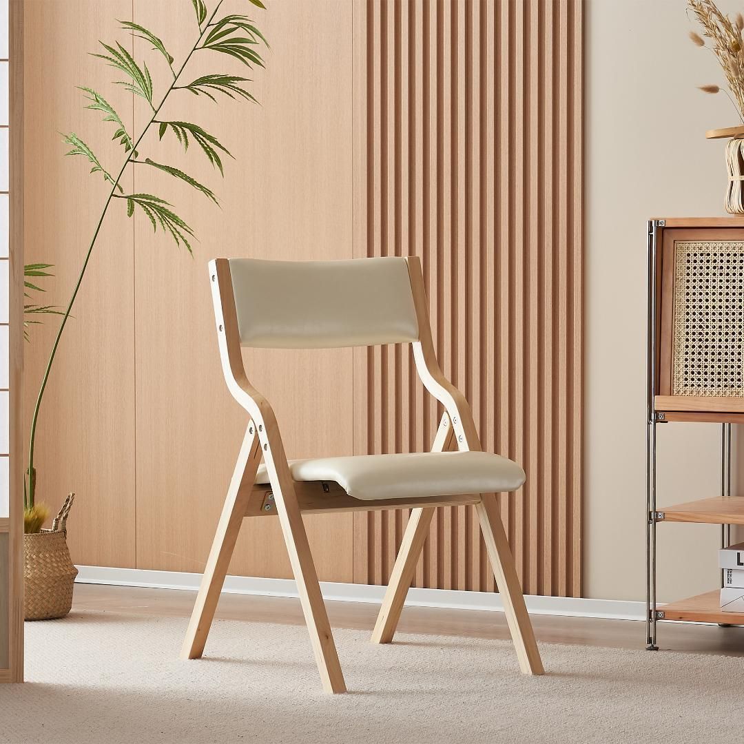 【2脚】 ベージュ PU ダイニングチェア 木製 椅子 介護チェア イス 2脚】ベージュ ダイニングチェア PU 木製 椅子 完成品 介護チェア イス