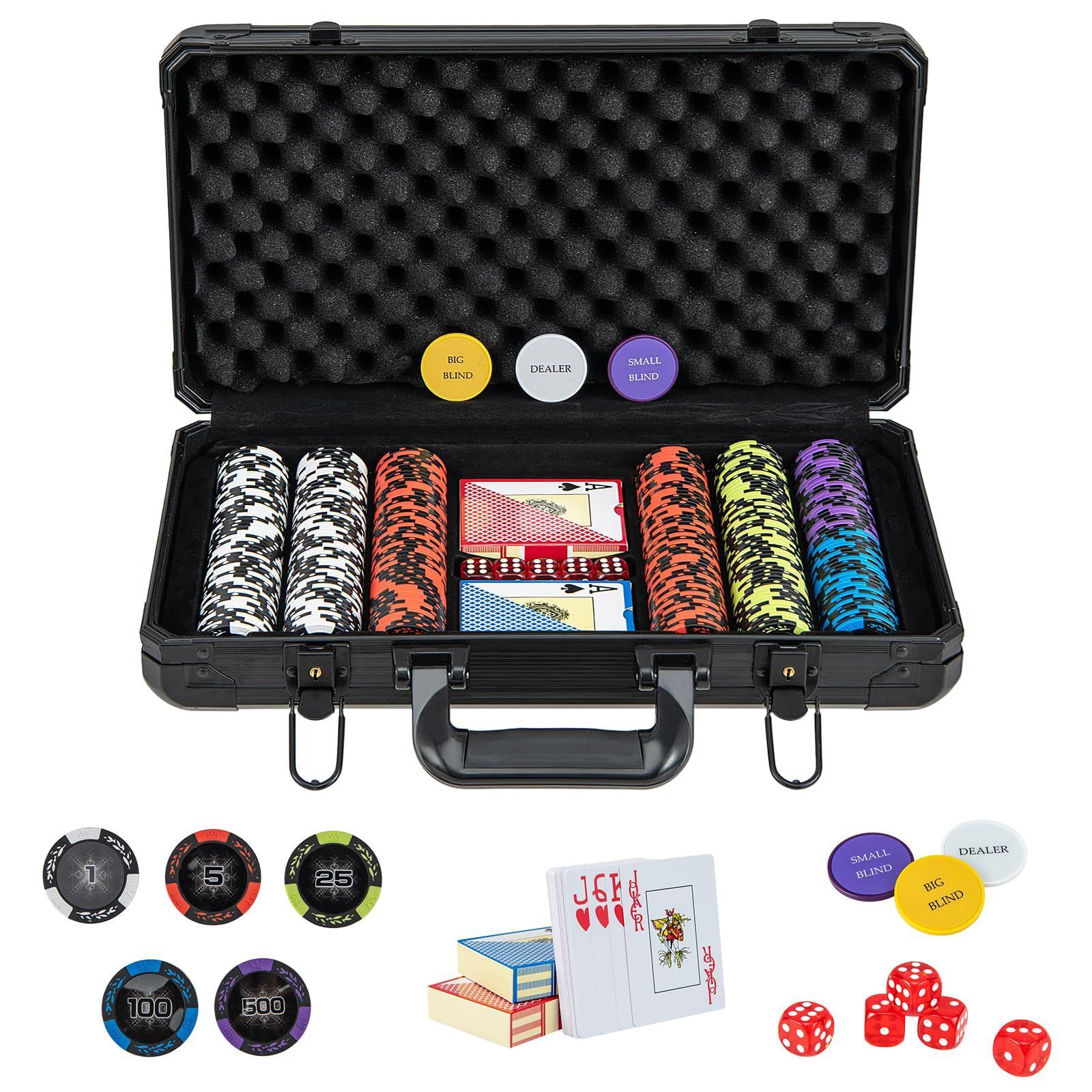 在庫 カジノチップ チップセット カジノゲーム ポーカーチップ プラスチックトランプx2 カジノセット 14g プラスチックトランプ付き チップ300枚 数字入り ブラックケース付き ポーカーセット ブラック300枚数字 BestBuy