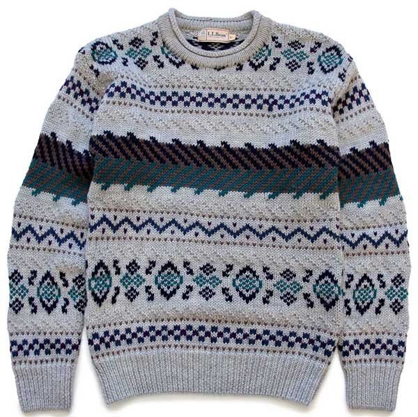 80s L.L.Bean フェアアイル柄 ロールネック ウールニット セーター S 