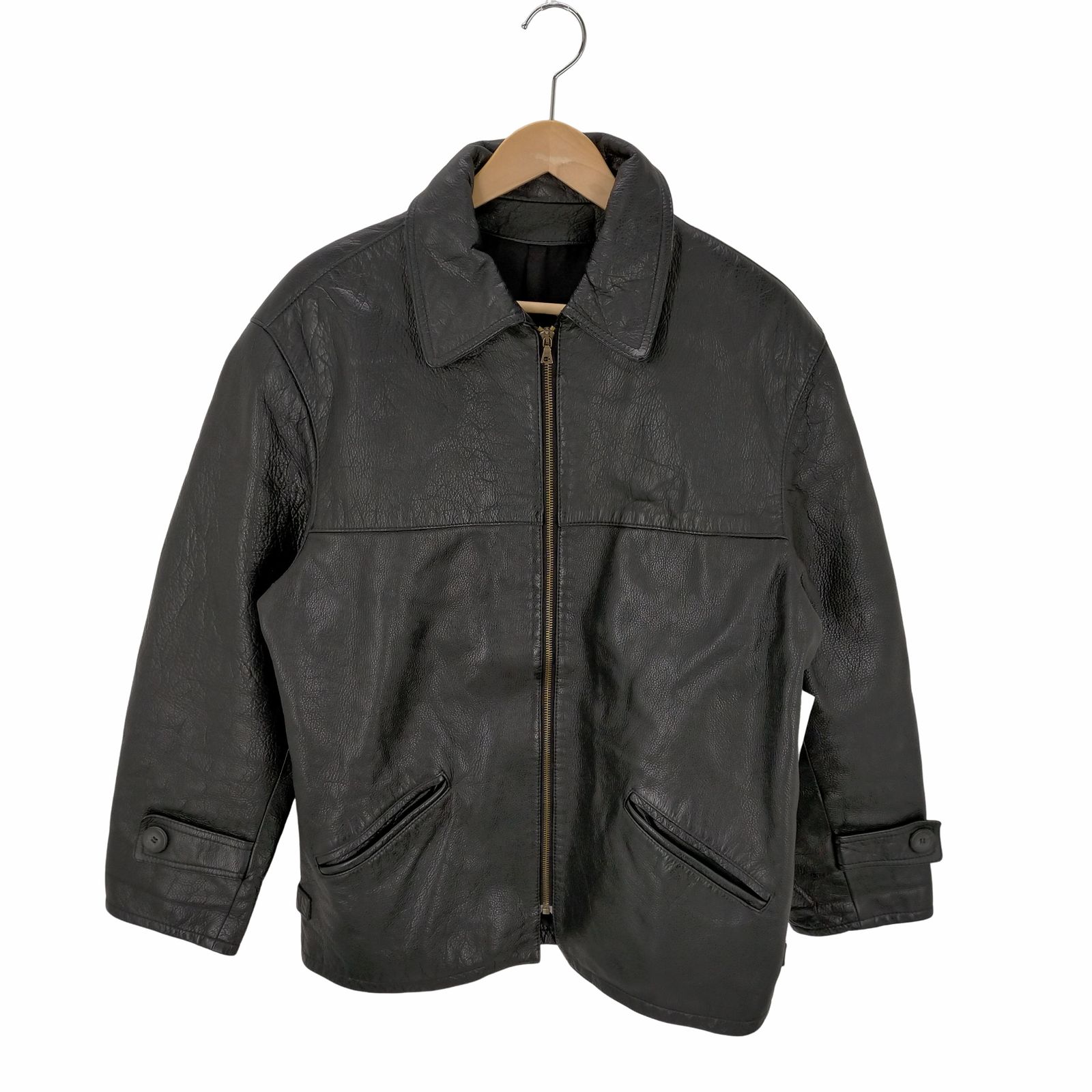 Vera Pelle レザー ブルゾン イタリア製 ジップアップ 衿付き BK
