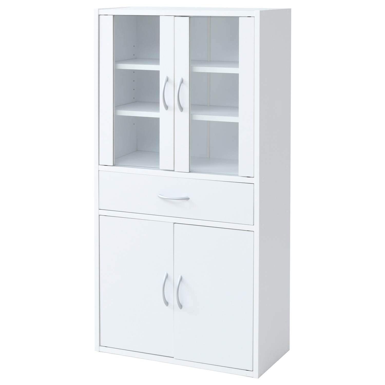 組立品 棚板可動 ホワイト マグネット式 引き出し 幅60×奥行29×高さ120cm CCB-1260 WH 食器棚 山善