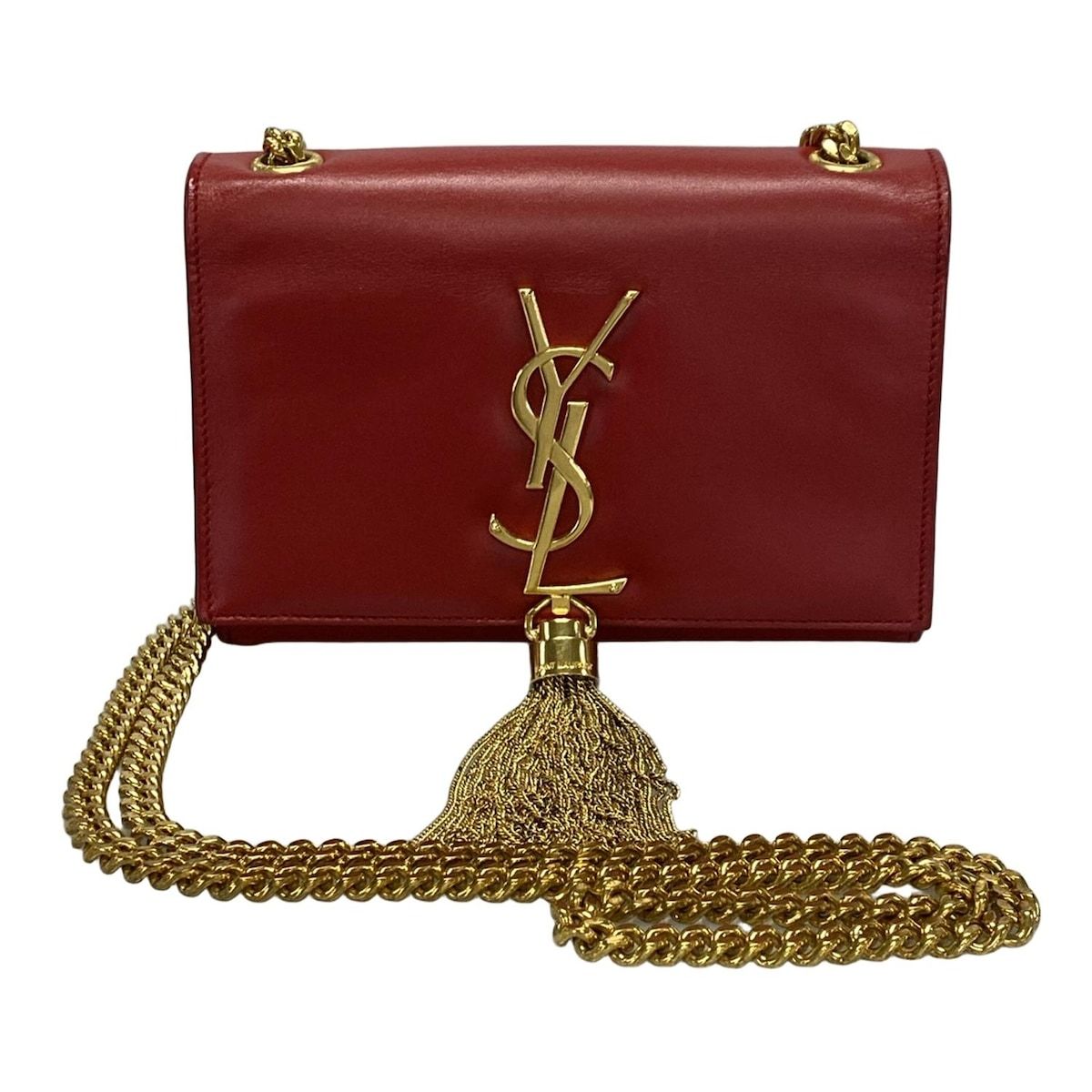 SAINT LAURENT PARIS サンローランパリ ショルダーバッグ ケイト 326076 レッド タッセル|チェーンショルダー レザー