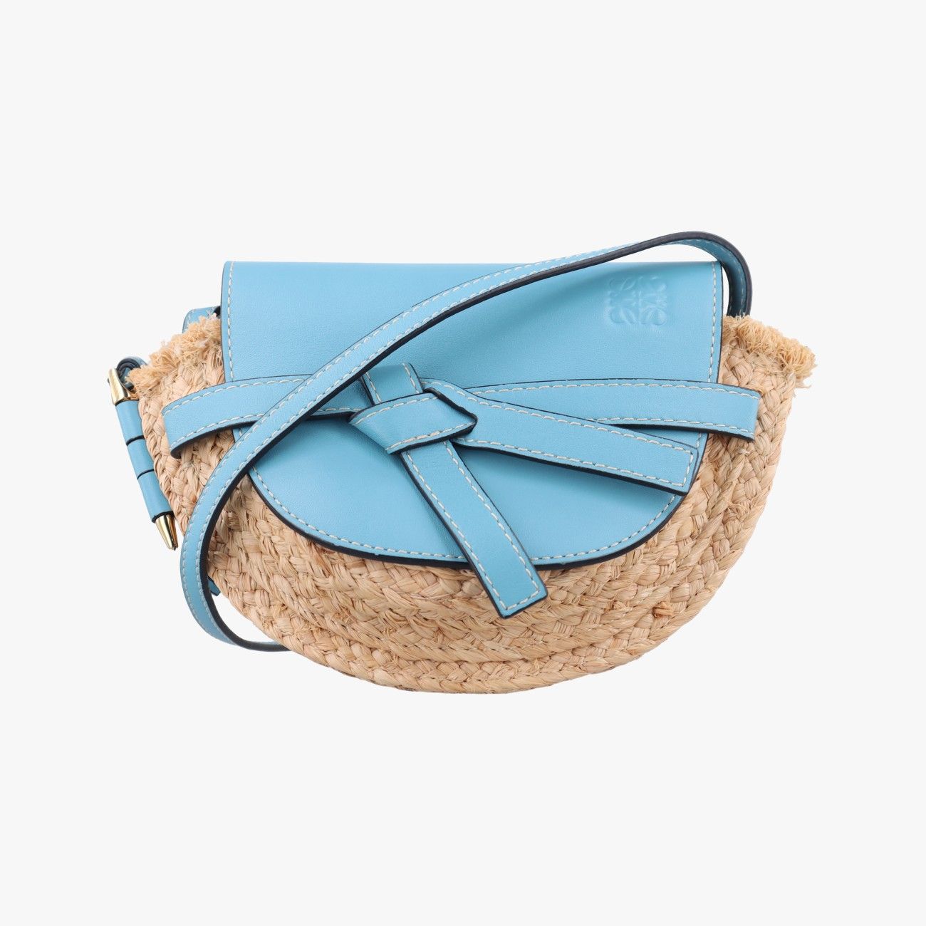 ロエベLoeweゲートブルーレザー×ストロー061906