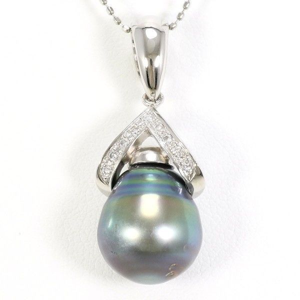 PT900 PT850 ネックレス necklace パール 真珠 ダイヤ 0.07 総重量約7.6g 約44cm