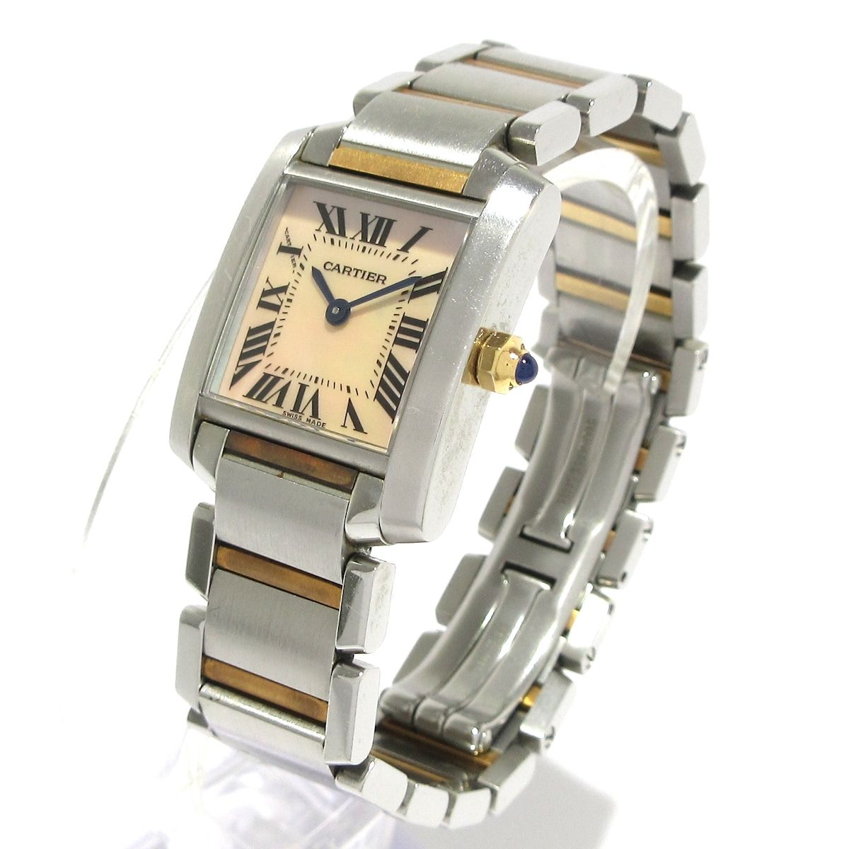 Cartier カルティエ 腕時計 タンクフランセーズSM W51027Q4 レディース SS×K18PG シェル文字盤 ピンクシェル