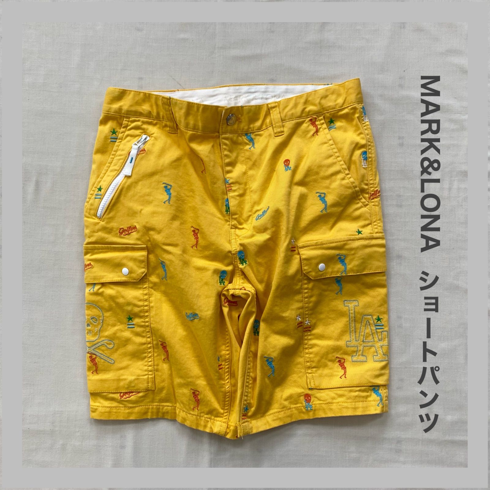 MARK&LONA ゴルフパンツ スカル総柄 MARK&LONA マークアンドロナ ハーフパンツ スカル GOLF ゴルフ