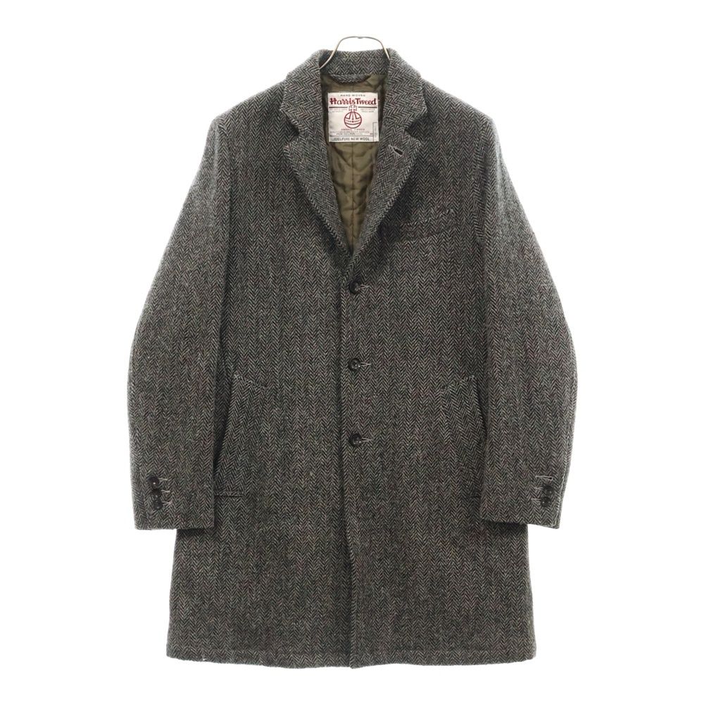 Harris Tweed ハリスツイード ×FREAK S STORE フリークスストア チェスターロングコート ヘリンボーン グレー