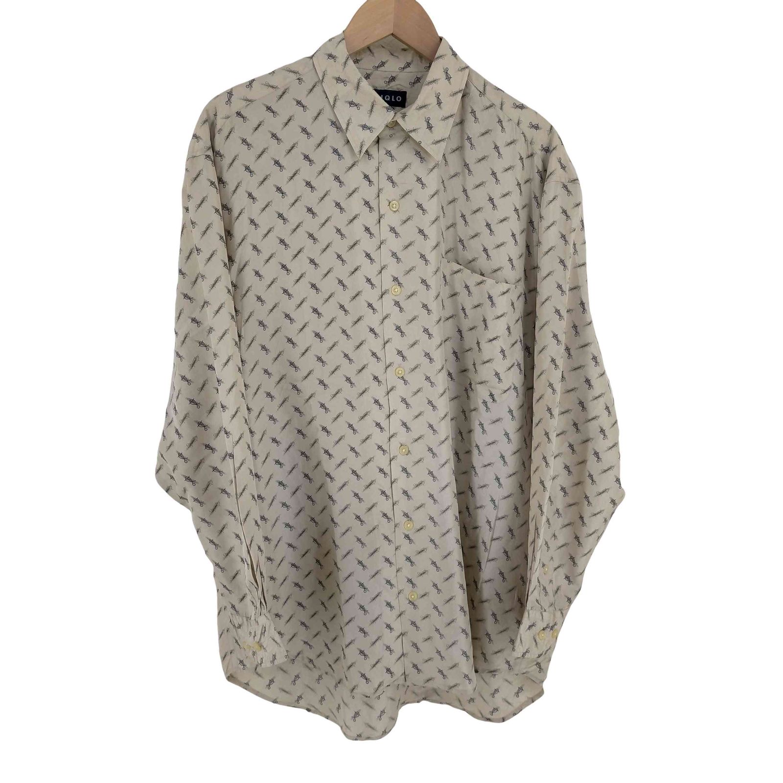ユニクロ UNIQLO OLD シルク 総柄レギュラーカラーシャツ メンズ JPN：M 