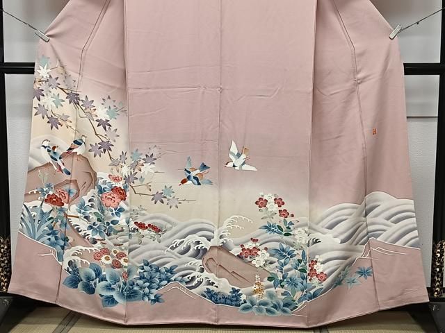 平和屋着物●本加賀友禅作家　奥原一就　色留袖　花車文　正絹　逸品　CAAX5636gh 平和屋着物○本加賀友禅作家 奥原一就 色留袖 花車文 正絹