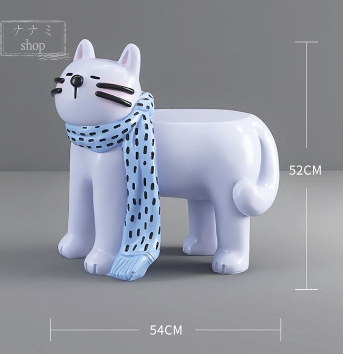クリームスタイルの大きな猫のサイドテーブルフロアオーナメントホームアクセサリーポーチ装飾靴ベンチテレビキャビネットの隣の新築祝い