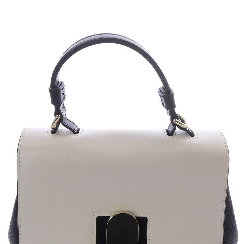 【ま！】FURLA エマEmma ハンドバッグ ホワイト/ブラック フルラ FURLA Furla ハンドバッグ EMMA エマ レザー （BX0053