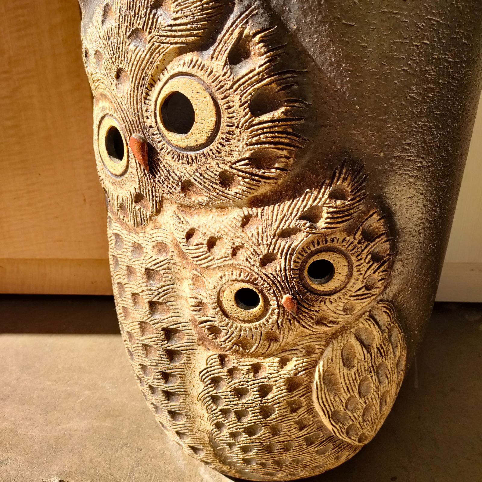 ふくろう 親子 傘立て 陶器傘立て 信楽焼 和風 傘立て 傘入れ 壷 しが