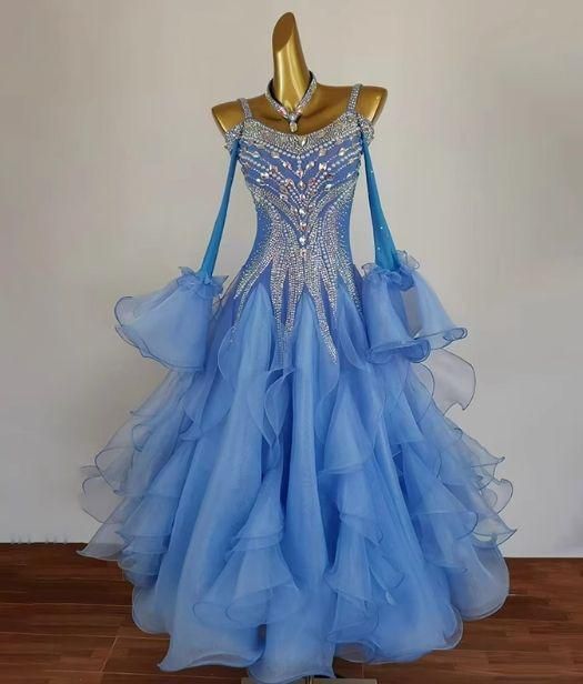 新作 オーダーメイド社交ダンス衣装スタンダードドレスラテンドレス 羽根