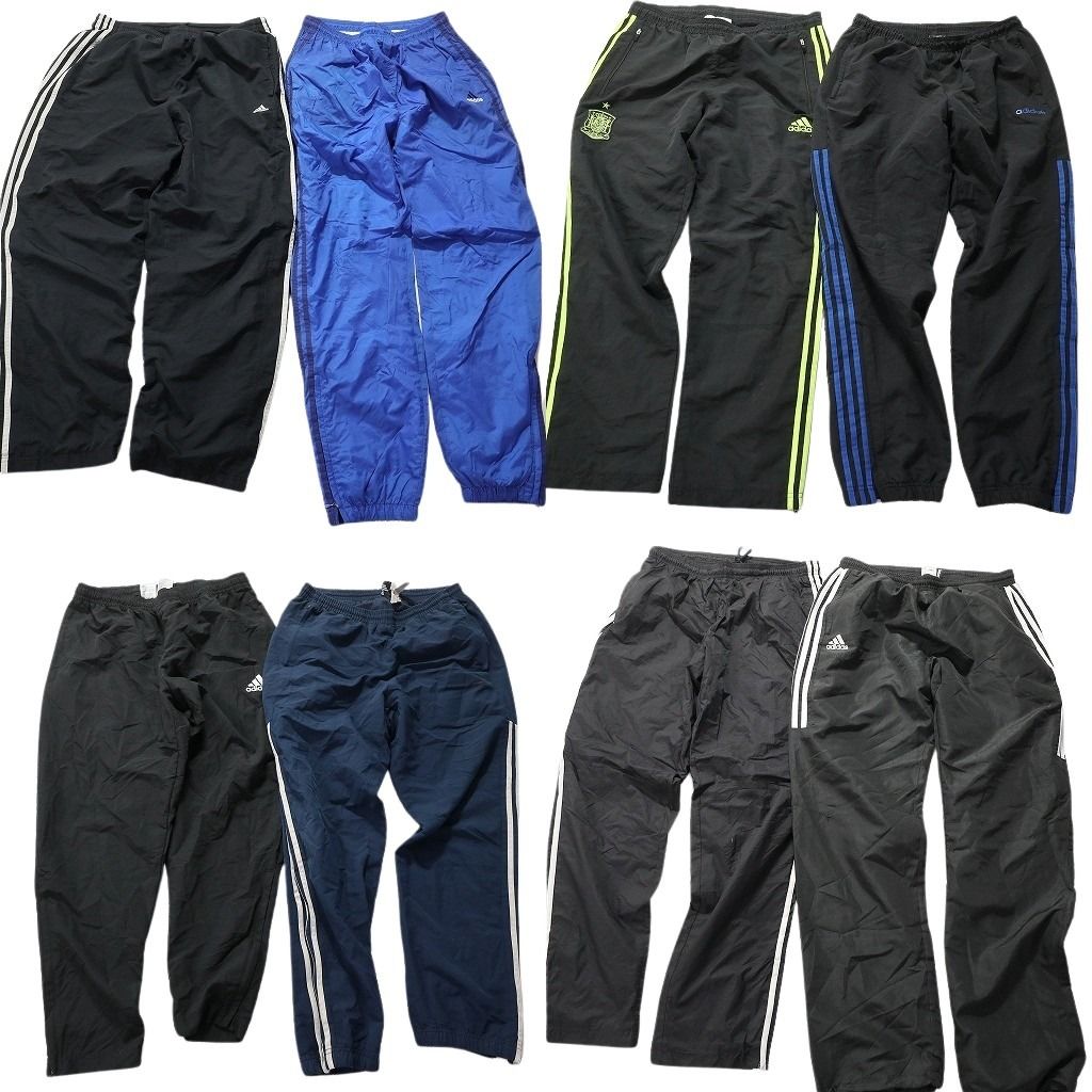 古着卸 アディダス adidas ウインドブレーカー パンツ 8枚セット メンズ L ワンポイント 裾ファスナー 古着 NA7643