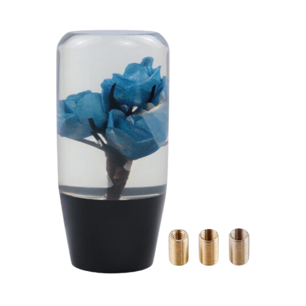 MAKUMINORS 水中花 シフトノブ クリスタル おもしろ 昭和 レトロ 旧車 汎用 AT MT 車 トラック アダプター 付き 10cm 青 ブルー [ブルー]