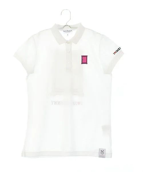 ジャックバニー ドラえもんコラボ 半袖ポロシャツ ゴルフ 花柄刺繍 極美品 ジャックバニー ドラえもんコラボ 半袖ポロシャツ ゴルフ 花柄