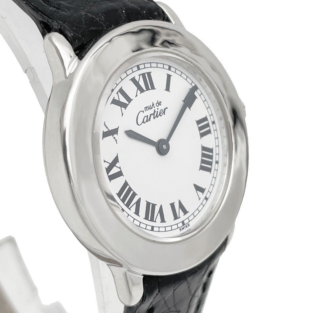 Cartier カルティエ マスト2 ロンド レディース腕時計 QZ 925 レザーベルト 白文字盤 1806/PL11769 - メルカリ