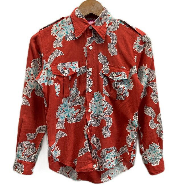 JUNYA WATANABE COMME des GARCONS MAN 柄ブラウス 長袖 ブラウス コットン レギュラー 花柄 エポーレット AD2003 UM-B023 古着