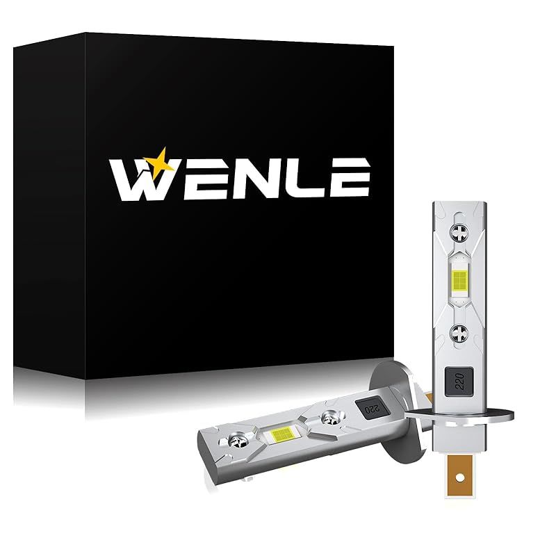 WENLE(ウエンレ) 超コンパクト H1 led ヘッドライト・フォグランプ トラック 6000Kホワイト新車検対応 12V/24V兼用 高輝度26W ファンレス フォグ h1 ショートバルブ 静音 左右分2本入り