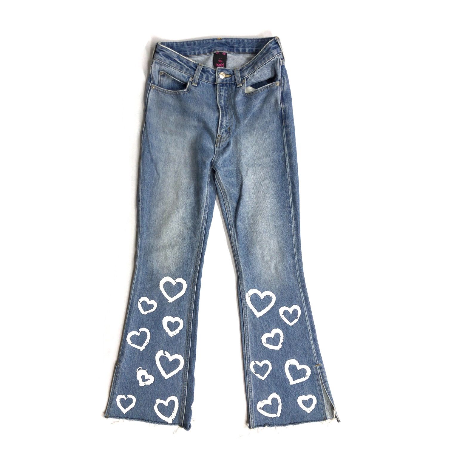 中古品】X-girl エックスガール HIGH WAISTED HEART FLARE DENIM ハイ 