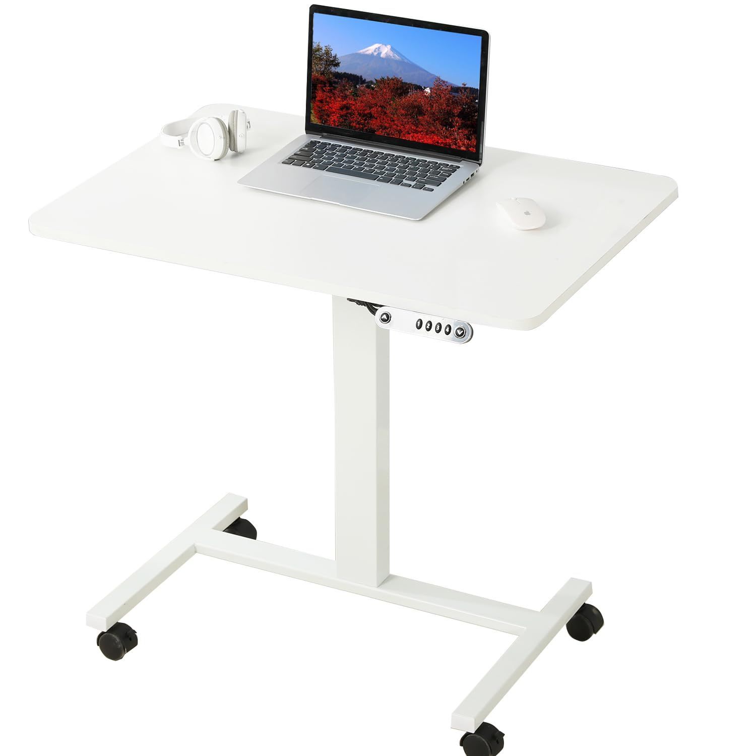 【在庫セール】サイドテーブル パソコンラック ベッドテーブル 電動式 電動昇降式机 80CM×60CM サイドデスク 昇降式机 電動式つくえ デスク オフィスワークテーブル ゲーミングデスク 高さ調